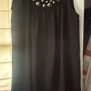 Black Sleeveless Mini Sundress with Silver Embellishments